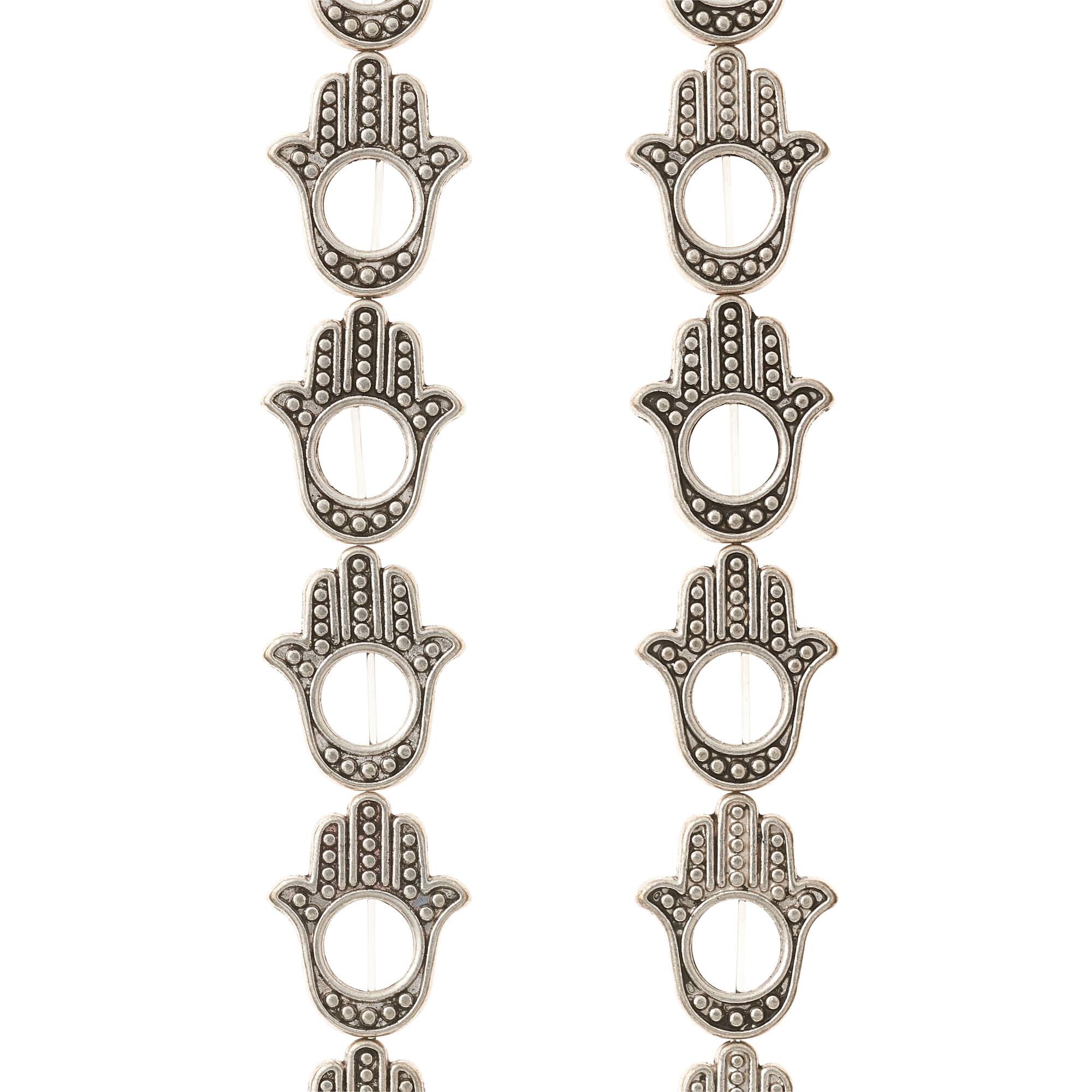 Silver Plated Metal Hamsa Beads, 15mm by Bead Landing™